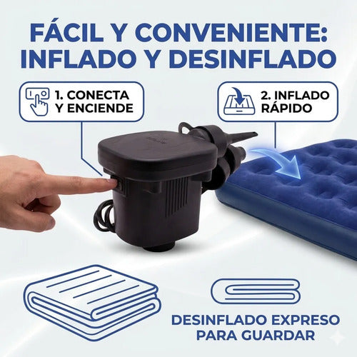 Inflador Electrico Piletas Colchones Camping Tres Picos 55 W