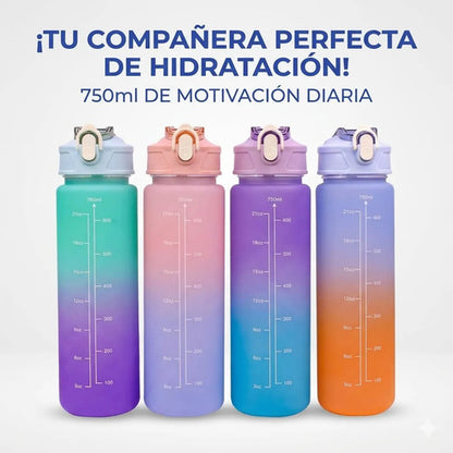 Botella Hidratacion Deportiva Motivacional Gimnasios 750 Mls Multicolor
