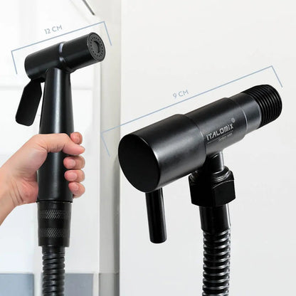 Ducha Higienica Negra Metalica Grifo Baño Con Boton