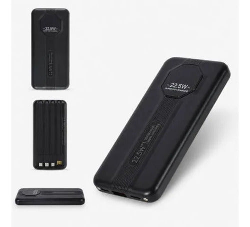 Power Bank 10000mah 22.5w Cables Integrados Carga Rápida Negro