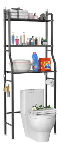Organizador Estantes Baño Sobre Inodoro 3 Nivel Metal 155x46 Negro