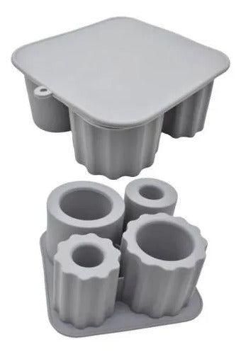 Molde De Silicona Para Hielo Vaso Térmico 4 Ranuras Gris Gris
