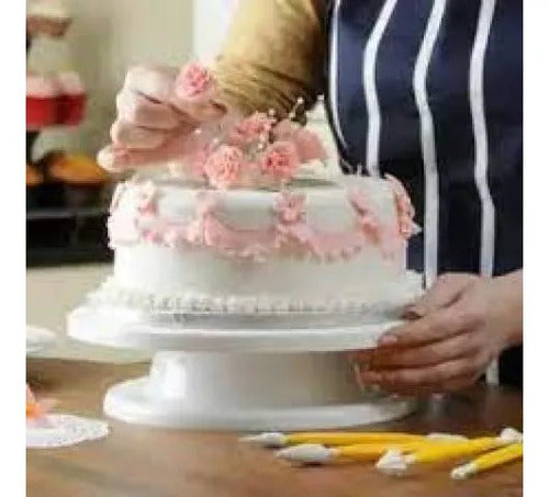 Soporte Base Giratorio Tortas Repostería 28cm Decorar Blanco