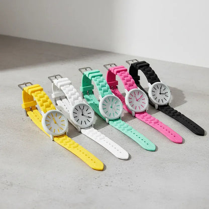Reloj De Pulsera Analógico Correa De Colores Diseño Casual Verde