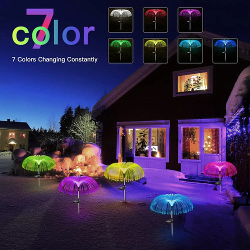 Set X4 Luces Solares Ramo Led Jardin Estaca Lampara Exterior Rgb