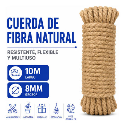 Cuerda Soga Fibra Natural Multiuso 10m 8mm Jardinería Color Natural