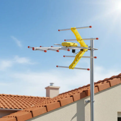 Antena Digital Exterior Tv Amplificadora Cable De 8 Metros Plateado