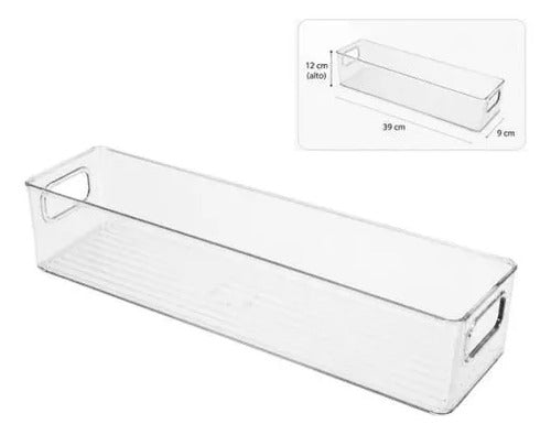 Canasto Organizador Acrílico Multiuso Transparente Asas 39cm Transparente