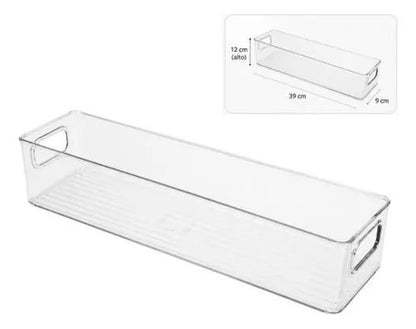 Canasto Organizador Acrílico Multiuso Transparente Asas 39cm Transparente