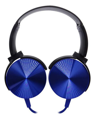 Auriculares Cable 3.5 Mic Manos Libres Vincha Ajustable Azul