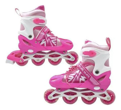 Patines Roller Ajustables 4 Ruedas Luz 34-38 39-43 En Línea 39 - 43 Rosa