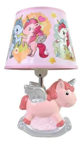 Lámpara Velador Mesa Cerámica Pelota Unicornio 32cm Rosa - Unicornio