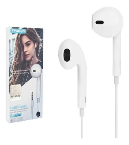 Auriculares Cable Plug 3.5mm Graves Profundos 12m Celular Blanco