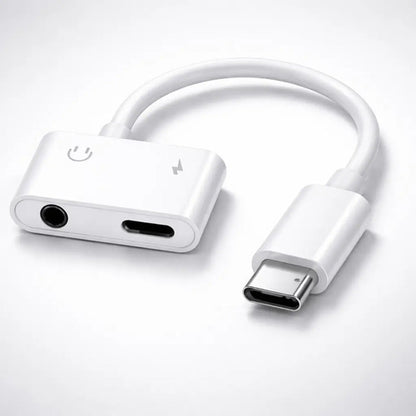 Adaptador Tipo C Conector Jack 3.5 Carga Blanco