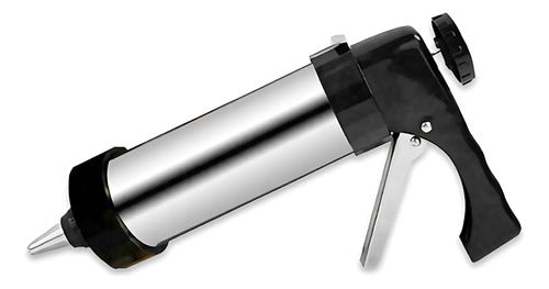 Maquina Pistola Para Galletitas Manual Con Moldes Y Picos Plateado