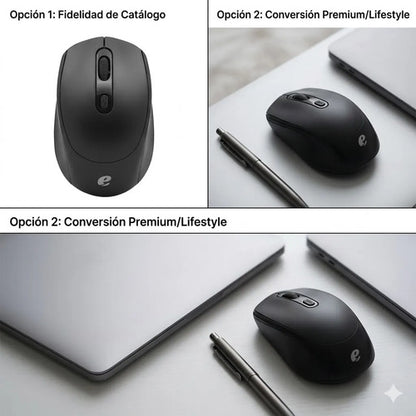 Mouse Inalámbrico Oficina 2.4g 1600 Dpi Negro 4 Botones Negro
