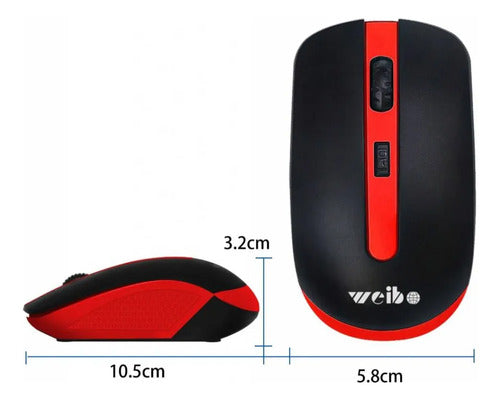Mouse Inalambrico Usb Optico 4 Botones Notebook Pc Wireless Rojo