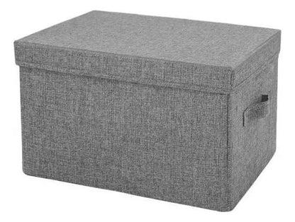 Caja Organizadora Plegable De Tela Con Tapa Y Asa 36x29x17cm Gris
