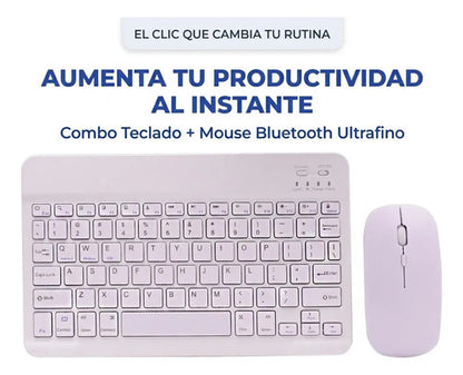 Combo Teclado Mouse Bluetooth Slim Ingles Recargable Tablet Aleatorio