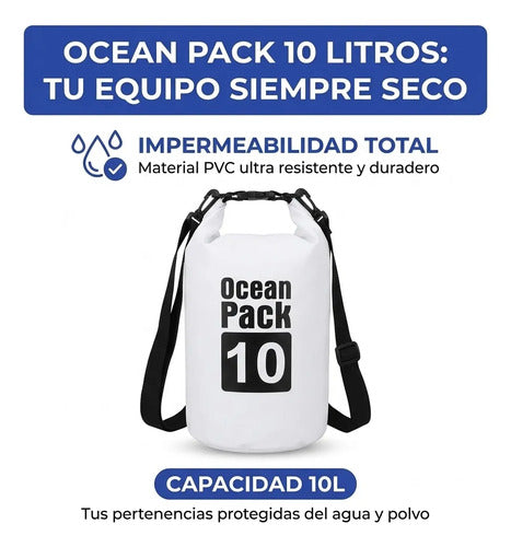 Bolso Estanco 10 Litros Impermeable Pvc Camping Playa 50x30 Aleatorio