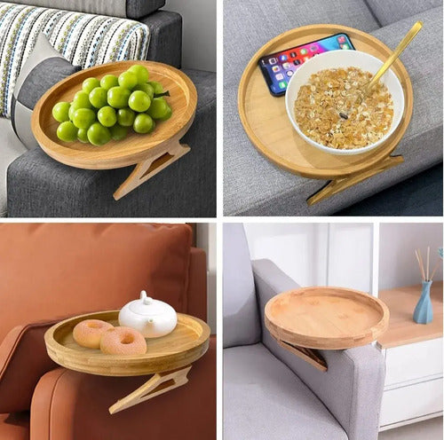 Bandeja Para Sillon Plegable Soporte Posa Vasos Marrón