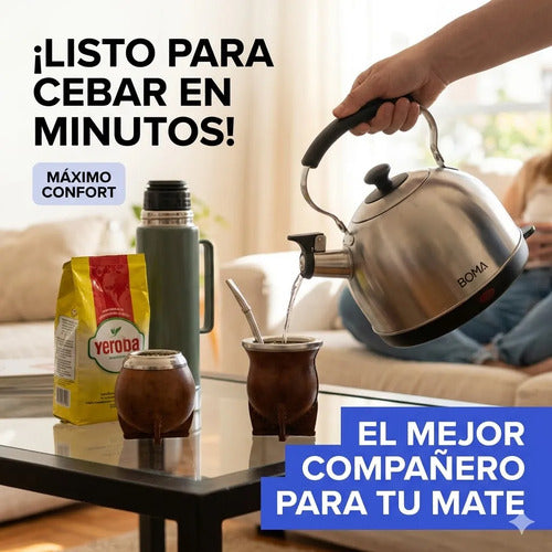 Pava Electrica 1.2l 1500w Acero Inoxidable Jarra Filtro Mate Plateado