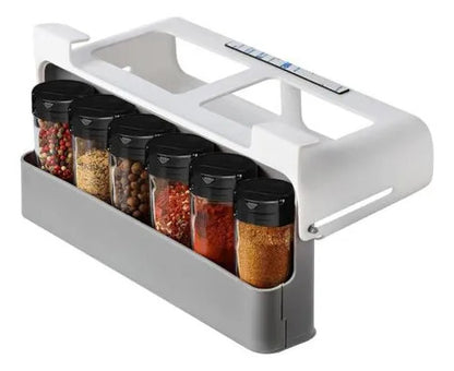 Organizador Estante Adhesivo Especias Cocina Set X6 Frascos Gris