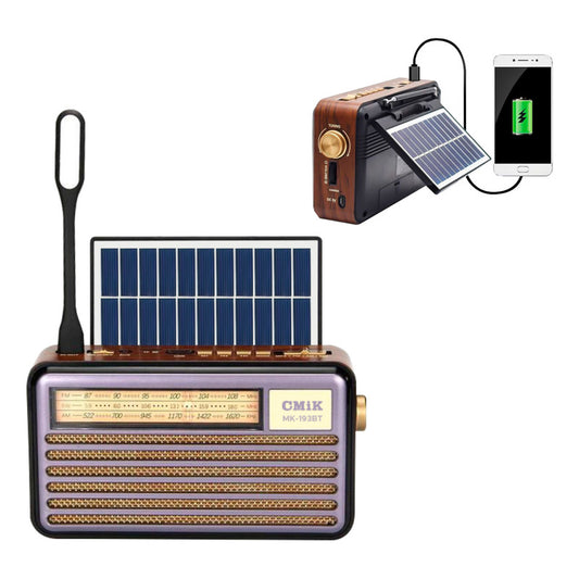 Radio Recargable Panel Solar Retro Am/fm Portatil Bluetooth