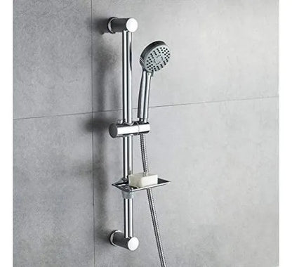 Set Ducha Manual Soporte Barra Jabonera Manguera Pack Mango Plateado Cromado