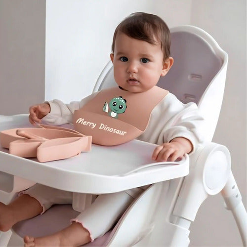 Babero De Silicona Para Bebe Recolector Con Bolsillo Animales Varios Unico