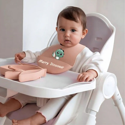 Babero De Silicona Para Bebe Recolector Con Bolsillo Animales Varios Unico