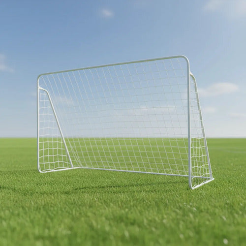 Arco De Fútbol Acero Resistente Red Y Estacas 213x150x75cm Blanco