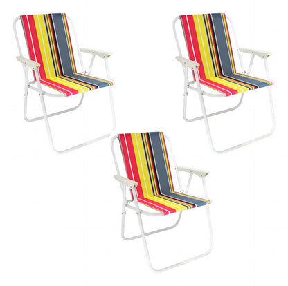 Set X3 Silla Plegable Rayada Playera Jardin Camping Reposera Varios