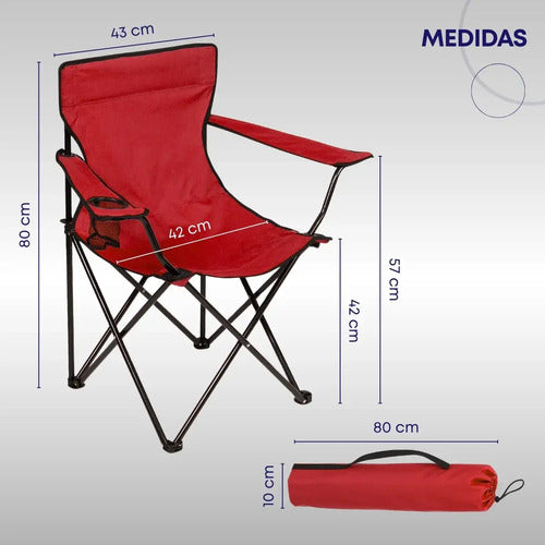 X4 Silla Plegable Camping Reposera Con Apoyabrazos Playa