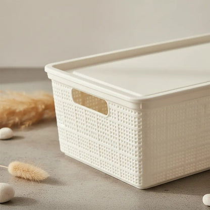 Caja Plastica Contenedor Organizador Tapa 40x30x15cm Blanco