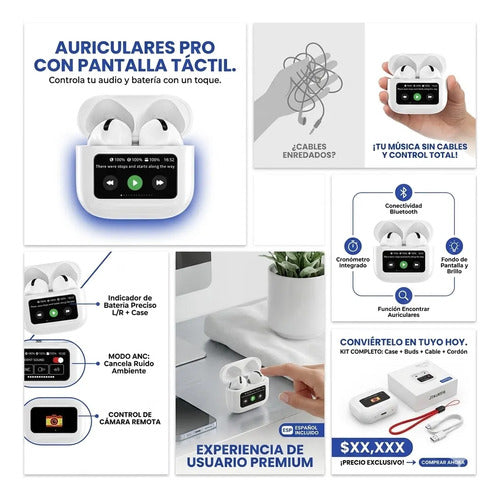 Audifonos Bluetooth A9pro Auriculares Inalámbricos Con Blanco