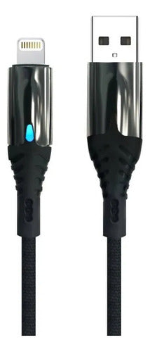 Cable Ios Carga Rapida 5.1a Led Reforzado 1m Carga Y Datos Negro