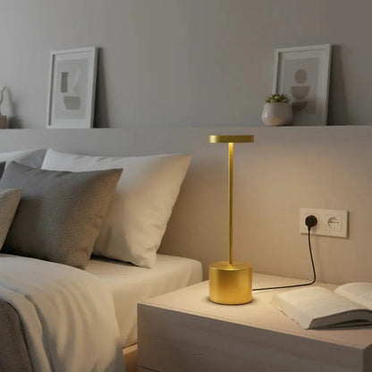 Lampara Luz Gold Led Velador Usb Touch Recargable Tactil Angosta Dorada Veoquiero Dorado Blanco