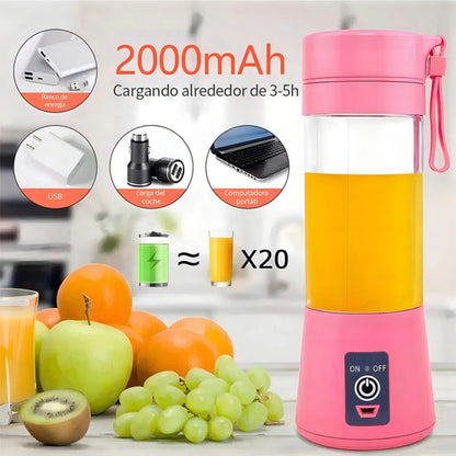 Licuadora Portátil Genérica Liquidificador Portatil 300 Ml Rosa Con Jarra De Vidrio - Incluye 6 Accesorios