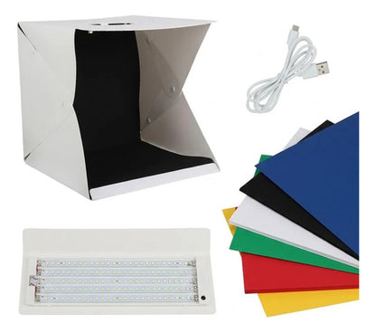 Caja De Luz Led 40x40 Mini Estudio Fotografico Con Fondos