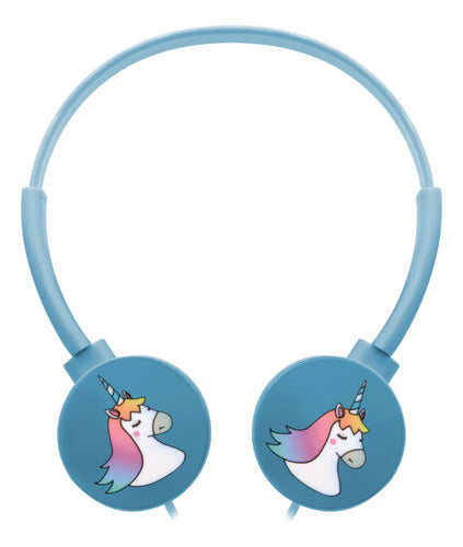 Auriculares Infantil Unicornio Niños Cable Vincha Ajustable Azul