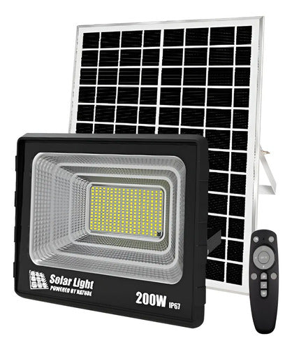 Foco Solar Led Reflector Exterior 200w Con Control Remoto Negro Blanco
