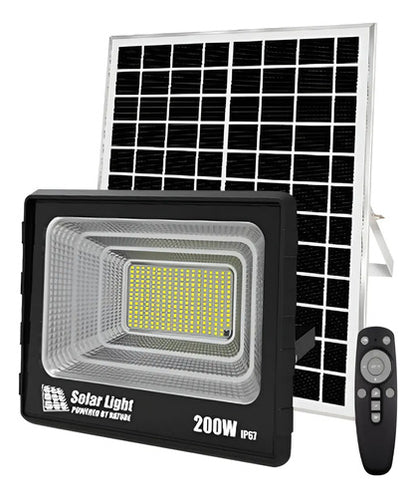 Foco Solar Led Reflector Exterior 200w Con Control Remoto Negro Blanco