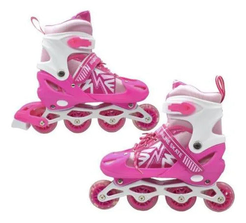 Patines Roller Ajustables 4 Ruedas Luz 34-38 39-43 En Línea 34-38 Rosa