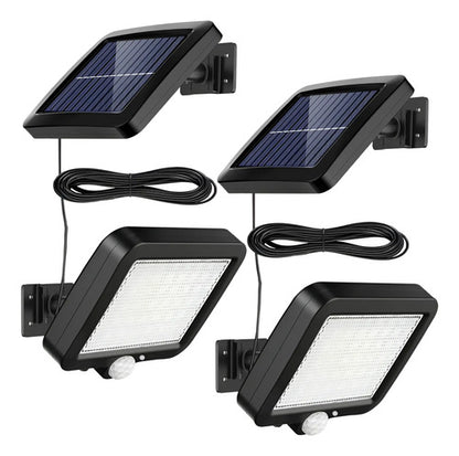 Set X2 Reflector Solar Sensor De Movimiento Foco Exterior Negro Blanco Frío