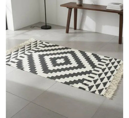 Alfombra Bohemia Geométrica Algodón Flecos 90x150cm 150 M 90 M Aleatorio