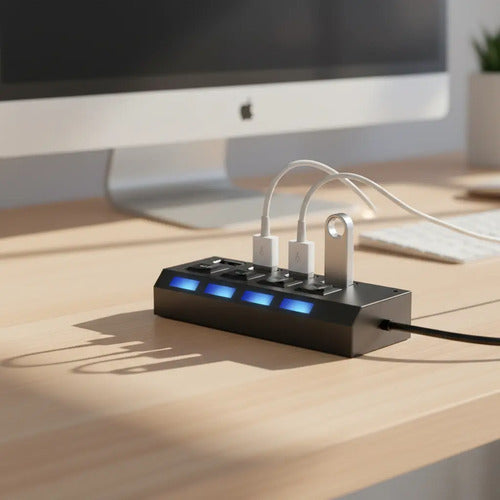 Adaptador Usb Hub 4 Puertos Con Interruptores Aleatorio