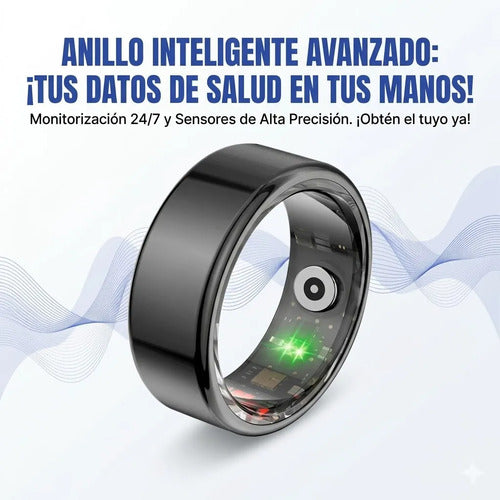 Anillo Inteligente Talle 7 Monitor Salud Deporte Ios Android Negro