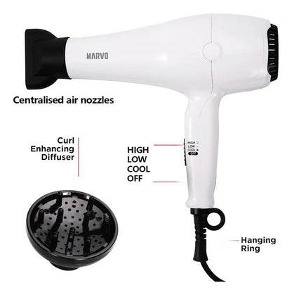 Secador De Pelo 1800w Con Difusor Color Blanco Blanco