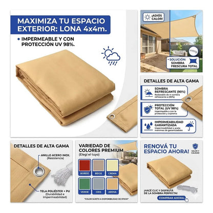 Toldo Lona Impermeable Cuadrada Cuatro Metro Fuerte Superior Aleatorio